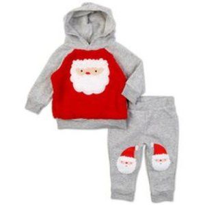 Baby Boys Santa Pants 2 Pc Set Grey/Red/white NWT/New